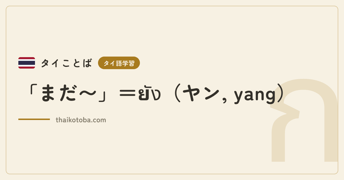 「まだ〜」=ยัง(ヤン, yang)